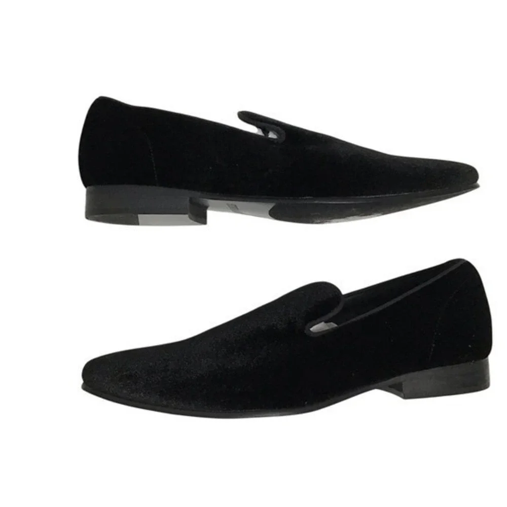 Steve Madden Black Velvet Loafer Dress Shoes‎ Men's Size 7 Formal Wedding